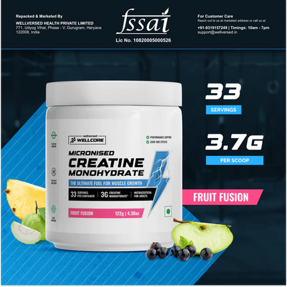 Wellcore - Pure Micronised Creatine Monohydrate | Fruit Fusion (122G, 33 Servings)-2