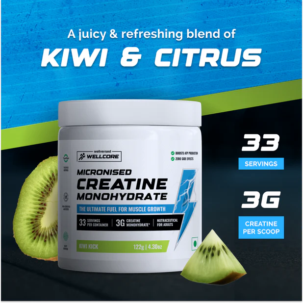 Wellcore - Pure Micronised Creatine Monohydrate | Kiwi Kick (122G, 33 Servings)-2
