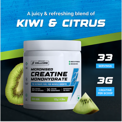 Wellcore - Pure Micronised Creatine Monohydrate | Kiwi Kick (122G, 33 Servings)-2