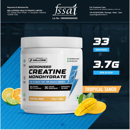 Wellcore - Pure Micronised Creatine Monohydrate | Tropical Tango (122g, 33 Servings)-4