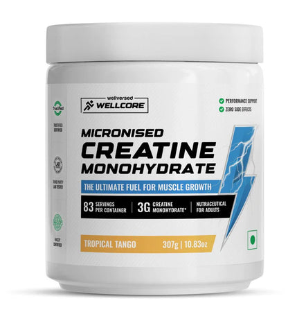 Wellcore - Pure Micronised Creatine Monohydrate | Tropical Tango (307g, 83Servings)-1