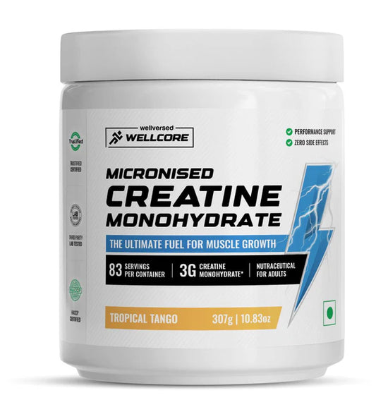 Wellcore - Pure Micronised Creatine Monohydrate | Tropical Tango (307g, 83Servings)-1