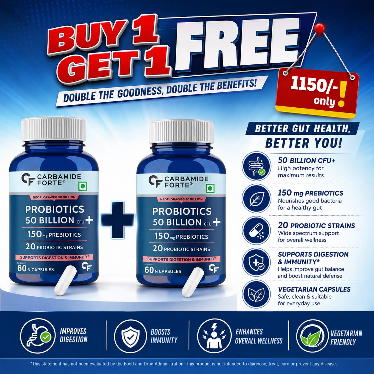 Carbamide Forte Probiotics Supplement 60 Veg Capsules Offers
