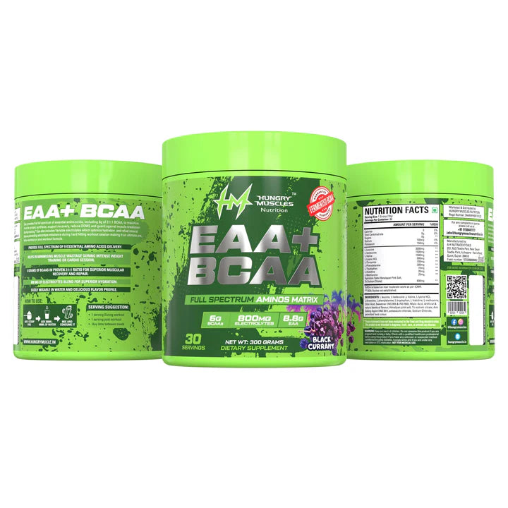 Hungry Muscles BCAA + EAA Powder 30 Serving 300 Gm Muscle Recovery Supplement