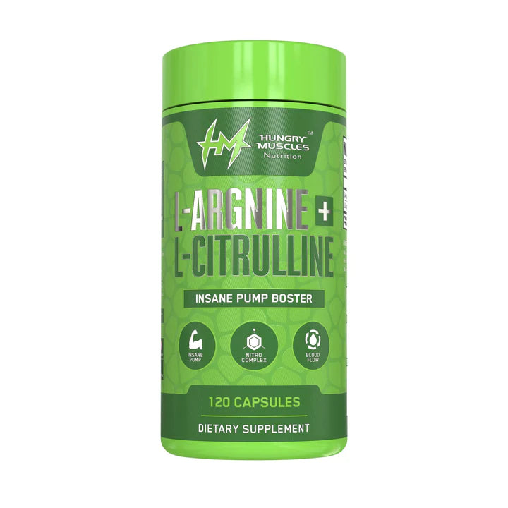 Hungry Muscles L-Arginine + L-Citrulline Nitric Oxide Booster 120 Capsules